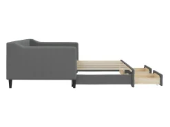 Sofá-cama c/ gavetão e gavetas 90x190 cm tecido cinzento-escuro