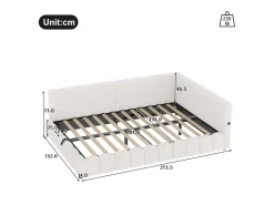 Sofá-cama com baú 140x200 cm - com iluminação LED - com USB + Type-C - branco (sem colchão)
