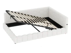 Sofá-cama com baú 140x200 cm - com iluminação LED - com USB + Type-C - branco (sem colchão)