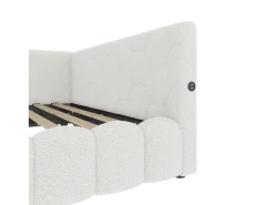 Sofá-cama com baú 140x200 cm - com iluminação LED - com USB + Type-C - branco (sem colchão)