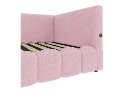 Sofá-cama com baú 90x200 cm - com iluminação LED - com USB + Type-C - rosa (sem colchão)