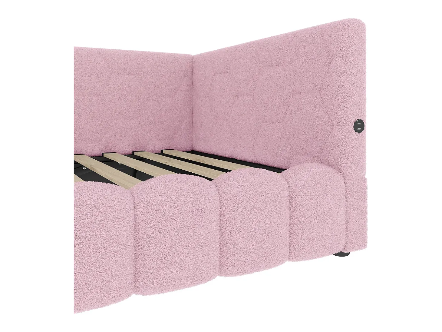 Sofá-cama com baú 90x200 cm - com iluminação LED - com USB + Type-C - rosa (sem colchão)