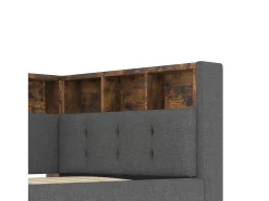 Sofá-cama com baú 90x200 cm - com portas USB + Type-C - múltiplos espaços de armazenamento - com fita luminosa LED - cinza (colchão não incluído)