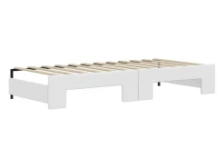 Sofá-cama com gavetão e colchões 90x200 cm artificial branco