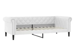 Sofá-cama com gavetão e colchões 90x200 cm artificial branco