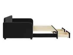 Sofá-cama com gavetão e gavetas 90x200 cm veludo preto