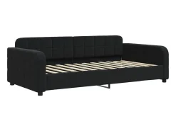 Sofá-cama com gavetão e gavetas 90x200 cm veludo preto