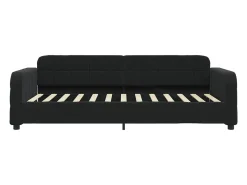 Sofá-cama com gavetão e gavetas 90x200 cm veludo preto