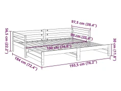 Sofá-cama com gavetão sem colchões 90x190 cm castanho-mel