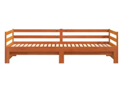 Sofá-cama com gavetão sem colchões 90x190 cm castanho-mel
