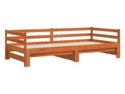 Sofá-cama com gavetão sem colchões 90x190 cm castanho-mel