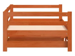 Sofá-cama com gavetão sem colchões 90x190 cm castanho-mel