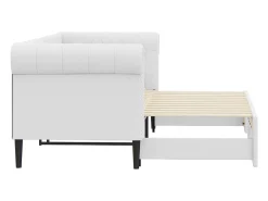 Sofá-cama com gavetão 90x200 cm couro artificial branco