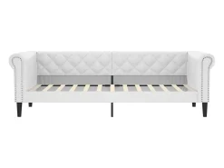 Sofá-cama com gavetão 90x200 cm couro artificial branco