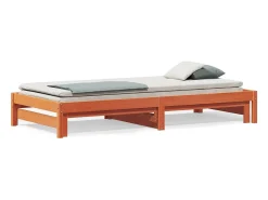 Sofá-cama com gavetão 90x190 cm madeira de pinho castanho cera