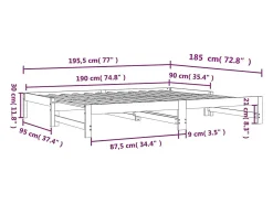 Sofá-cama com gavetão 90x190 cm madeira de pinho castanho cera