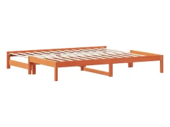 Sofá-cama com gavetão 90x190 cm madeira de pinho castanho cera