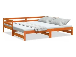 Sofá-cama com gavetão 80x200 cm madeira de pinho castanho cera