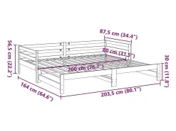 Sofá-cama com gavetão 80x200 cm madeira de pinho castanho cera