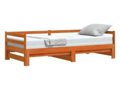 Sofá-cama com gavetão 80x200 cm madeira de pinho castanho cera