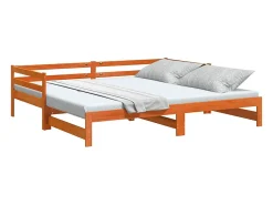 Sofá-cama com gavetão 80x200 cm madeira de pinho castanho cera
