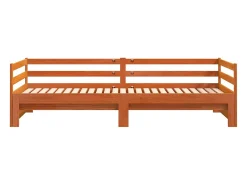 Sofá-cama com gavetão 80x200 cm madeira de pinho castanho cera