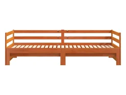 Sofá-cama com gavetão 80x200 cm madeira de pinho castanho cera