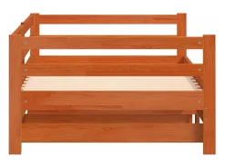Sofá-cama com gavetão 80x200 cm madeira de pinho castanho cera