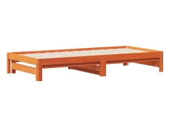 Sofá-cama com gavetão 90x200 cm madeira de pinho castanho cera