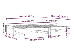 Sofá-cama com gavetão 90x200 cm madeira de pinho castanho cera