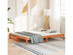 Sofá-cama com gavetão 90x200 cm madeira de pinho castanho cera