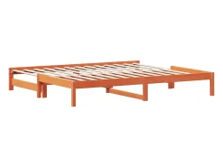 Sofá-cama com gavetão 90x200 cm madeira de pinho castanho cera