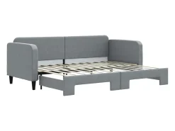 Sofá-cama com gavetão 80x200 cm tecido cinzento-claro