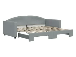 Sofá-cama com gavetão 90x190 cm tecido cinzento-claro