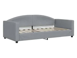 Sofá-cama com gavetão 90x190 cm tecido cinzento-claro