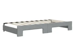 Sofá-cama com gavetão 90x190 cm tecido cinzento-claro