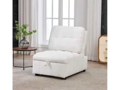 Sofá-cama conversível - 68 x 95 x 76 cm - com encosto e profundidade do assento ajustáveis - tecido - branco