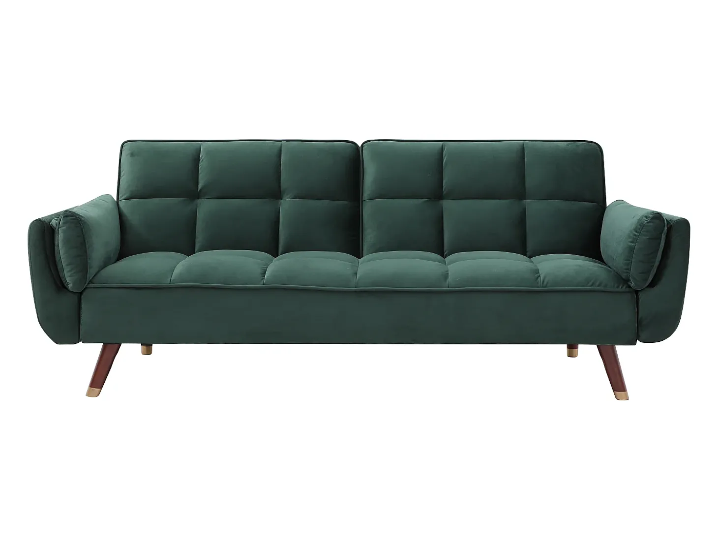 Sofá-cama conversível de 3 lugares GULCAN com mecanismo click-clack em veludo verde.