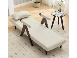 Sofá-cama conversível três em um, cadeira dobrável estofada, nogueira