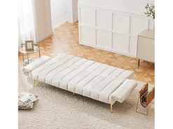 Sofá-cama convertível de 3 lugares em tecido de veludo - Bege