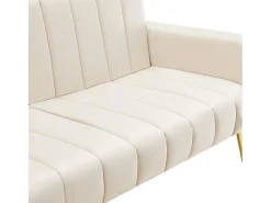 Sofá-cama convertível de 3 lugares em tecido de veludo - Bege