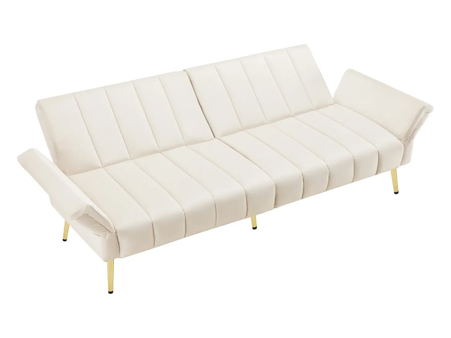 Sofá-cama convertível de 3 lugares em tecido de veludo - Bege