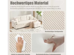 Sofá-cama de 3 lugares - 212,5 x 136 x 86 cm - com porta-copos + porta USB + espaço de armazenamento - sofá-cama retrátil - linho - bege
