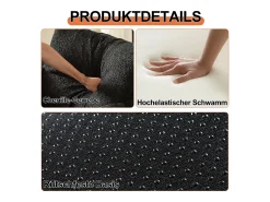 Sofá-cama de 3 lugares com conversão rápida em tecido chenille preto - Várias combinações