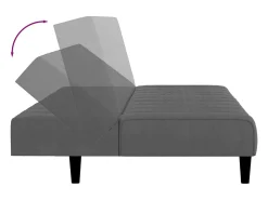 Sofá-cama de 2 lugares veludo cinzento-escuro