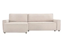 Sofá-cama de canto "Montaigne" em tecido texturado - 4 lugares - Bege