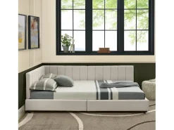 Sofá-cama de casal 160x200cm com costas altas, estrado de ripas, veludo bege