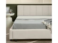 Sofá-cama de casal 160x200cm com costas altas, estrado de ripas, veludo bege
