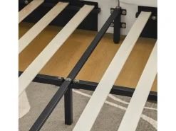 Sofá-cama de casal 160x200cm com costas altas, estrado de ripas, veludo bege