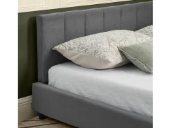 Sofá-cama de casal 160x200cm com costas altas, estrado de ripas, veludo cinzento